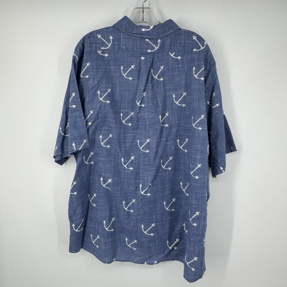Brooks Brothers Anchor Print Shirt XXL Regent Fit‎ Blue Nautical Button Front